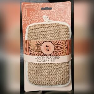 Earth & I Woven Flaxseed Loofah Set - Tan NEW